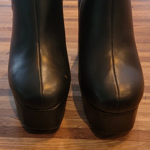 Scoop Slingback Kitten Heel Black Platform Boots - Picture 4 of 15